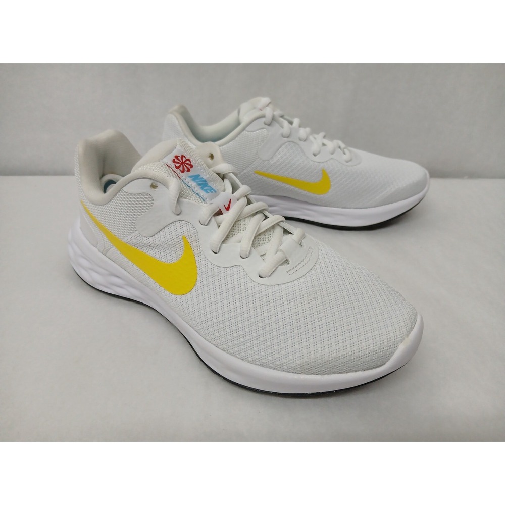 Nike Womens Revolution 6 Next Nature Athletic Shoes DC3729-105 White Yellow Sz 6